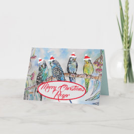 Tarjeta Navidades Santa Budgies Budgie Funny Bird Card
