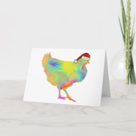 Tarjeta Navidades Santa Chicken Graciosa Festividad Hen Hu