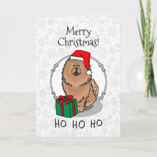 Tarjeta Navidades Santa Chow Chow Dog (canela) Cute