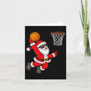 Tarjeta Navidades Santa Claus Dunking A Basketball Boys Ki