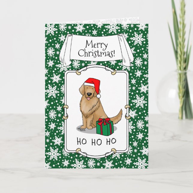 Tarjeta Navidades Santa Claus Golden Retriever Dog Cute (Anverso)