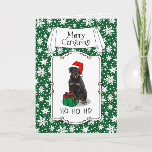 Tarjeta Navidades Santa Claus Gorra Rottweiler Dog Funny