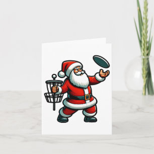 Tarjeta Navidades Santa Claus Jugando al Disco Golf Pajama