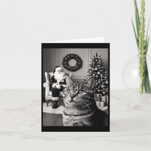 Tarjeta Navidades Santa Claus Merry X-mas Funny Cat Selfie