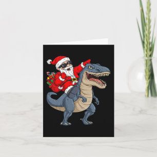 Tarjeta Navidades Santa Claus Riding Dinosaur T Rex Boys K