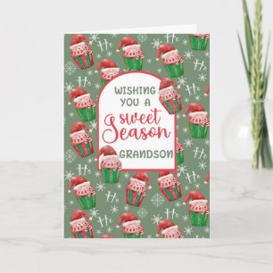 Tarjeta Navidades Santa Cupcakes por nieta