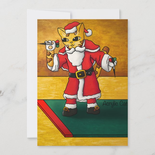Tarjeta Navidades Santa Darts Cat (Anverso)