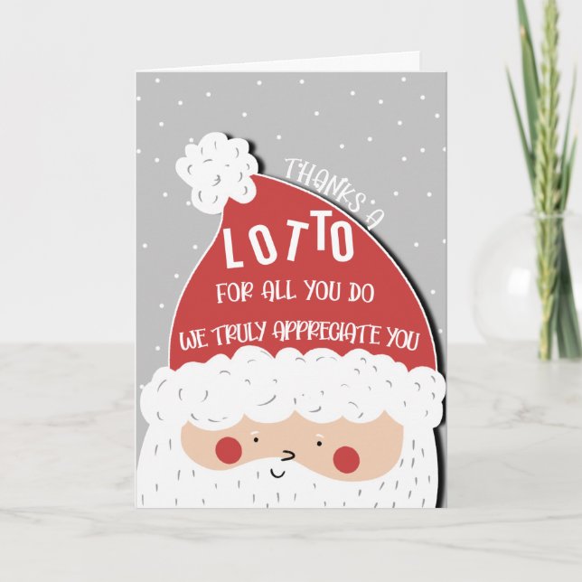 TARJETA NAVIDADES SANTA FUNNY GRACIAS LOTTO (Anverso)
