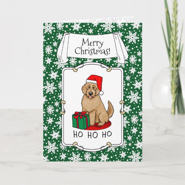 Tarjeta Navidades Santa Goldendoodle (rojo dorado) Cute de (Anverso)