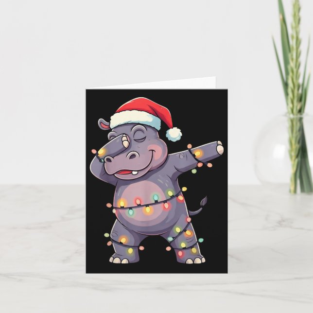 Tarjeta Navidades Santa Hat Dabbing Hip Xmas enciende Dab  (Anverso)