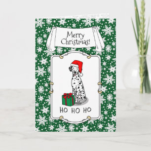 Tarjeta Navidades Santa Hat Dalmatian Dog (negro 1) Cute