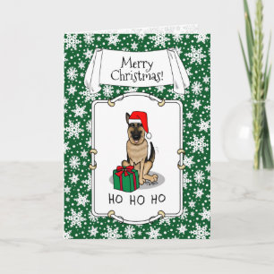 Tarjeta Navidades Santa Hat German Shepherd Dog Cute