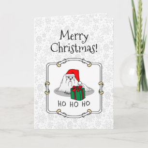 Tarjeta Navidades Santa Hat Perro maltés Cute gracioso