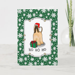 Tarjeta Navidades Santa Hat Perro perro hebilla afgana