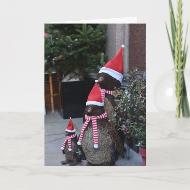 Tarjeta Navidades Santa Penguins Pavilion Road Londres Rei (Anverso)