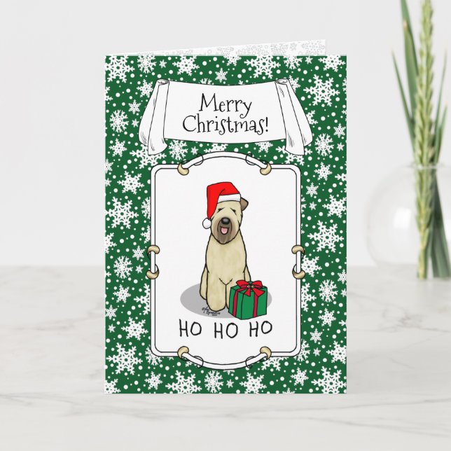 Tarjeta Navidades Santa Wheaten Terrier (trigo 1b2) (Anverso)