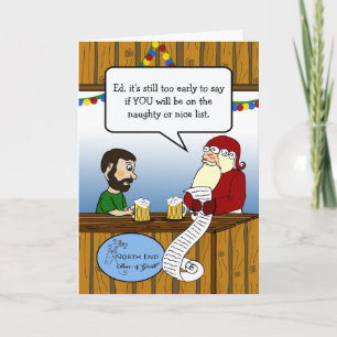 Tarjeta Navidades Santa y Guy en el bar Goover List