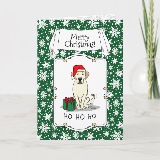 Tarjeta Navidades Santa Yellow Labrador Retriever Cute (Anverso)