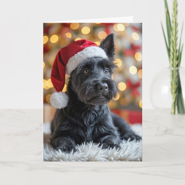 Tarjeta Navidades Scottish Terrier On Fur (Anverso)