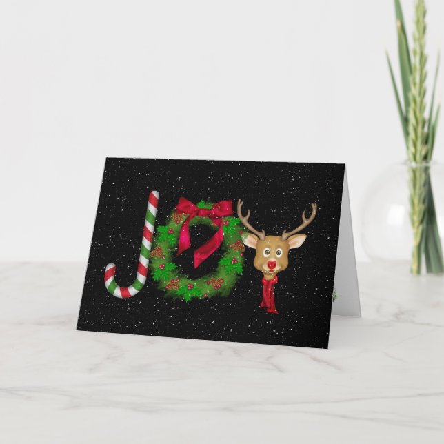 Tarjeta Navidades se alegran con el negro con copos de nie (Anverso)