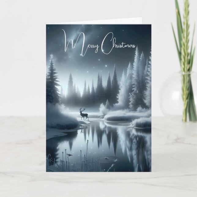 Tarjeta Navidades Se Defienden En Un Río De Invierno (Anverso)