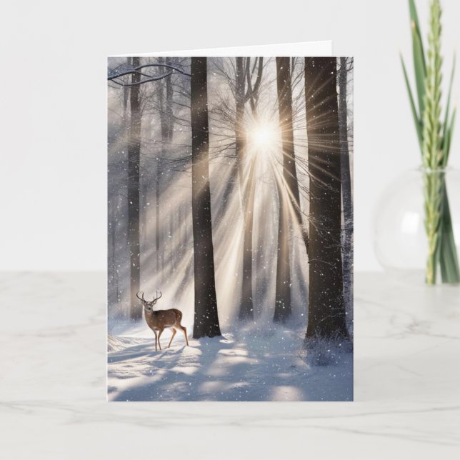 Tarjeta Navidades Se Defienden En Winter Woods (Anverso)