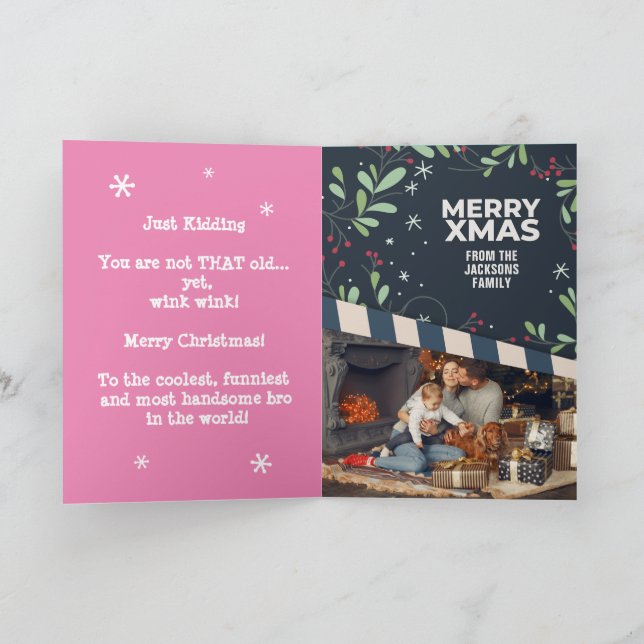 Tarjeta Navidades senior de paquetes, foto de familia Pers (Interior)