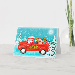 Tarjeta Navidades Shiba Inu Camión de entrega de regalos d