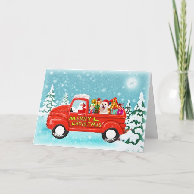 Tarjeta Navidades Shiba Inu Camión de entrega de regalos d (Anverso)