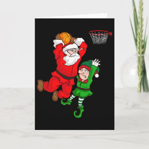 Tarjeta Navidades Sketll Santa Claus Slam Dunk Elf Funny H