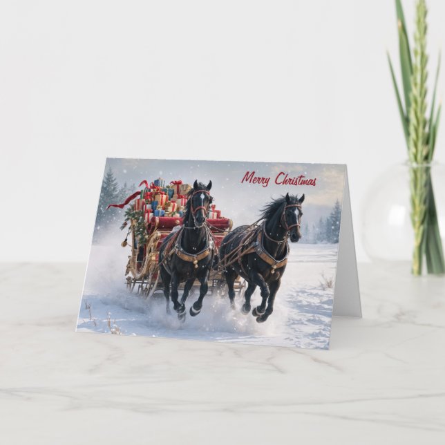 Tarjeta Navidades Sleigh Llenos De Regalos (Anverso)