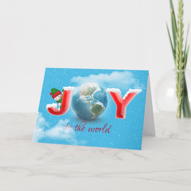 Tarjeta Navidades Snowman con JOY Textos (Anverso)