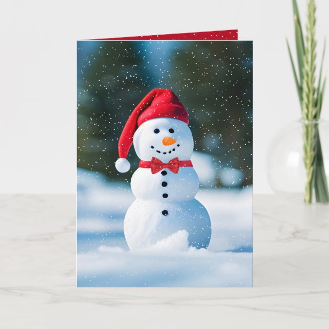 Tarjeta Navidades Snowman En Copos De Nieve (Anverso)