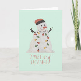 Tarjeta Navidades Snowman Pun: amor a primera vista