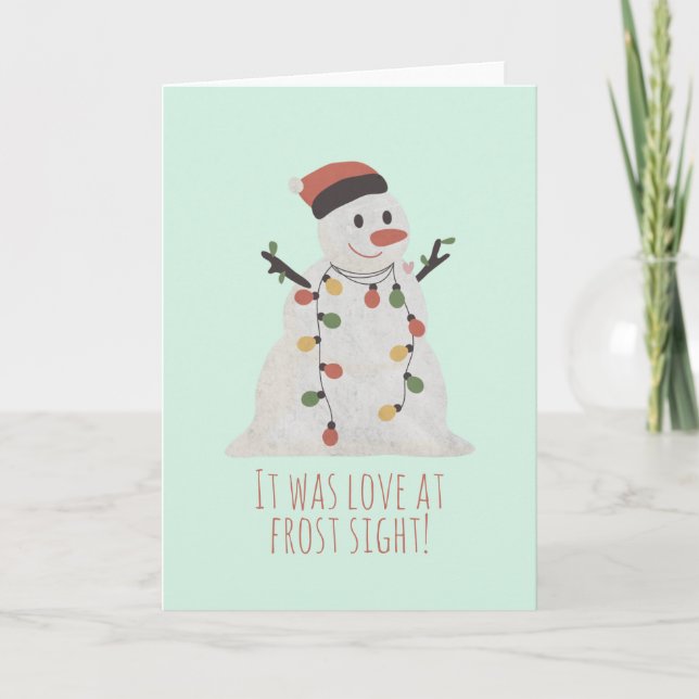 Tarjeta Navidades Snowman Pun: amor a primera vista (Anverso)