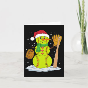 Tarjeta Navidades Snowman Softball Pitcher Niños Adolescen