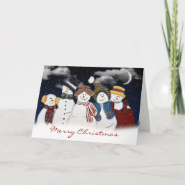 Tarjeta Navidades Snowmen En Copos De Nieve