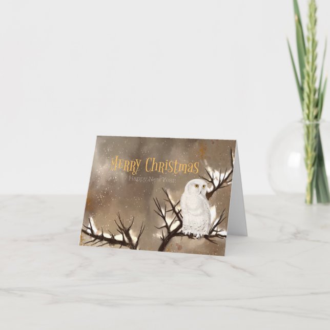 Tarjeta Navidades Snowy Owl (Anverso)