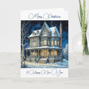 Tarjeta Navidades Snowy personalizados iluminan casa