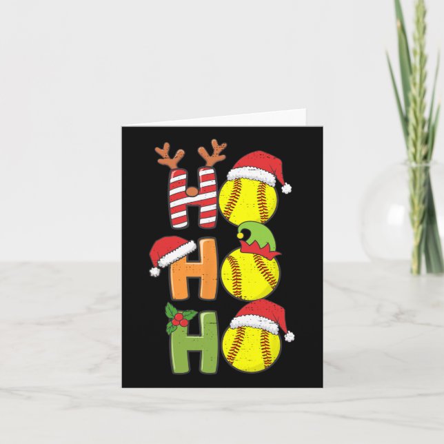Tarjeta Navidades Softball Ho Ho Ho Softball Xmas Sport Me (Anverso)