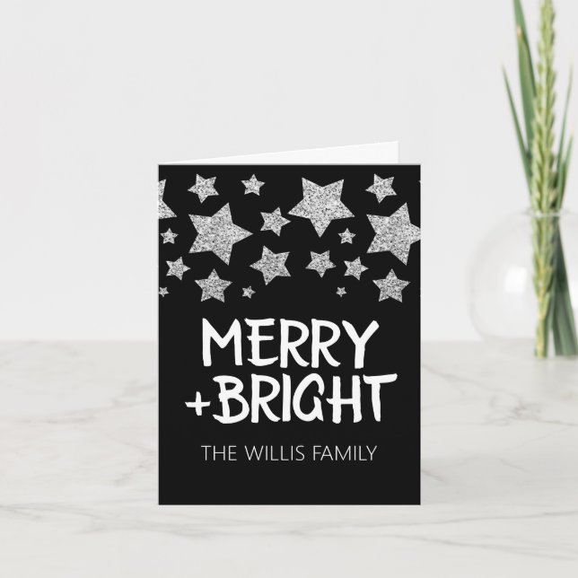 Tarjeta Navidades Sparkle Stars Merry bright Nombre de la  (Anverso)