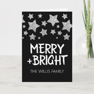 Tarjeta Navidades Sparkle Stars Merry bright Nombre de la 