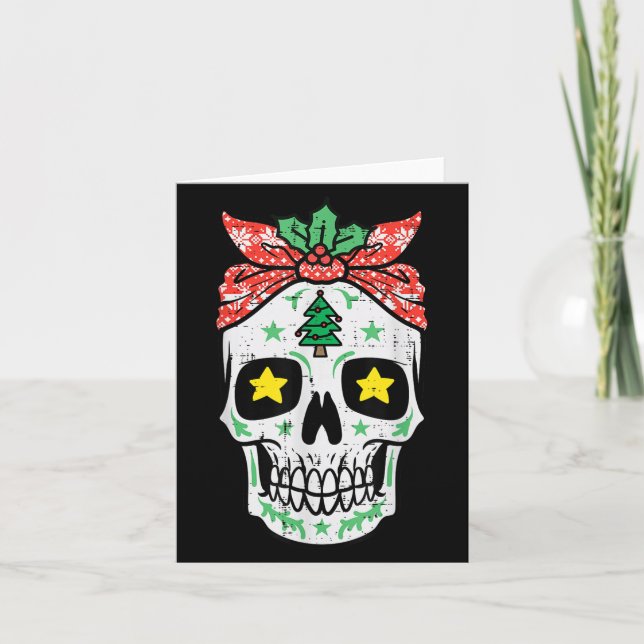 Tarjeta Navidades Sugar Skull Bandana Xmas Mujeres Mexican (Anverso)