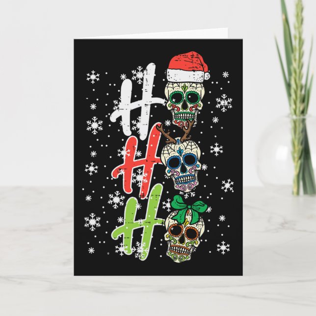 Tarjeta Navidades Sugar Skull Ho Ho Ho Ho Xmas Hombres Mex (Anverso)