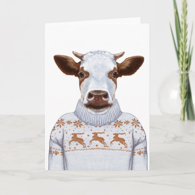 Tarjeta Navidades Sweater Cow (Anverso)