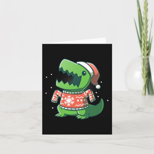 Tarjeta Navidades T-Rex divertidos Dinosaurio Ugly Saurus (Anverso)