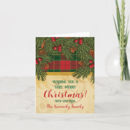 Tarjeta Navidades Tartán Tartán tradicional Wreath Photo