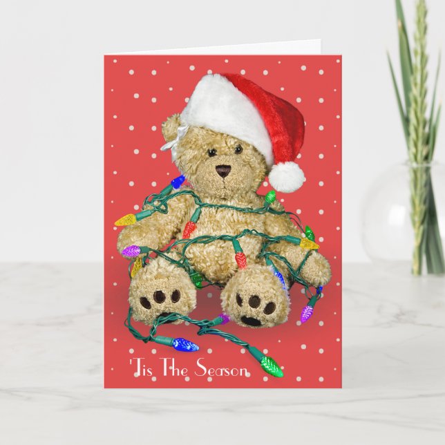 Tarjeta Navidades Teddy Bears In Holiday Lights Card (Anverso)