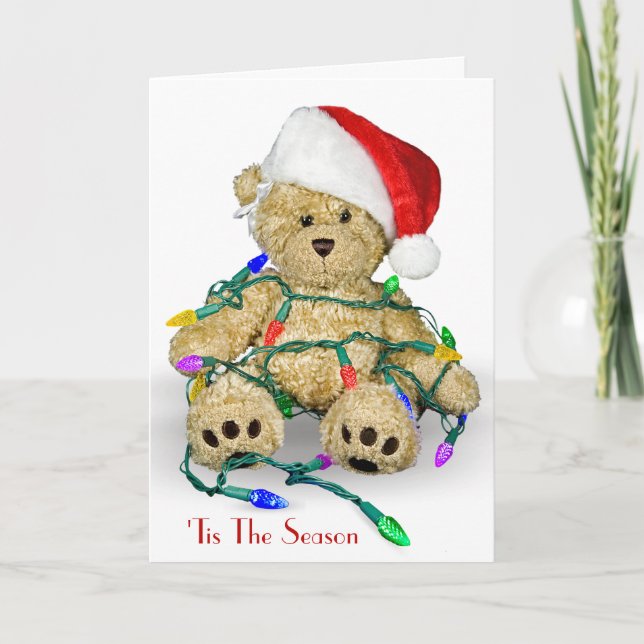 Tarjeta Navidades Teddy Bears In Holiday Lights Card (Anverso)