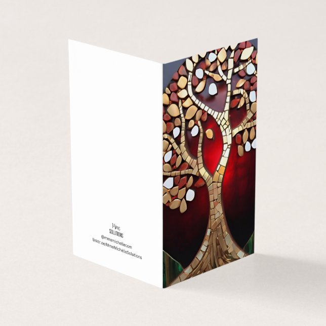 Tarjeta Navidades Tema Árbol de la vida mosaico vidrio rot (Exterior)